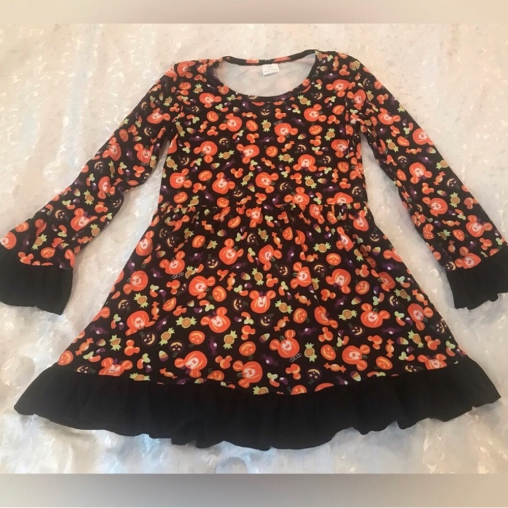 Girls' Black Halloween Pumpkin Print Dress Size 10 NWOT
